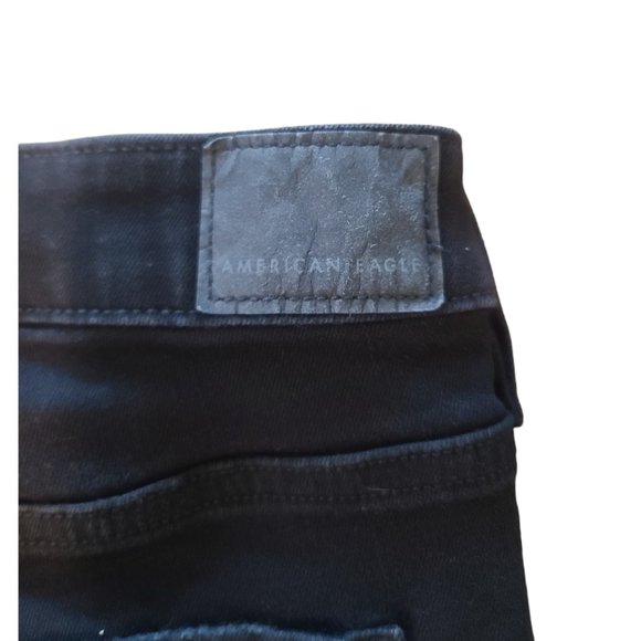 Bundle American Eagle Black Wash Distressed Jeggings Sweater and Cardigan - Picture 4 of 16